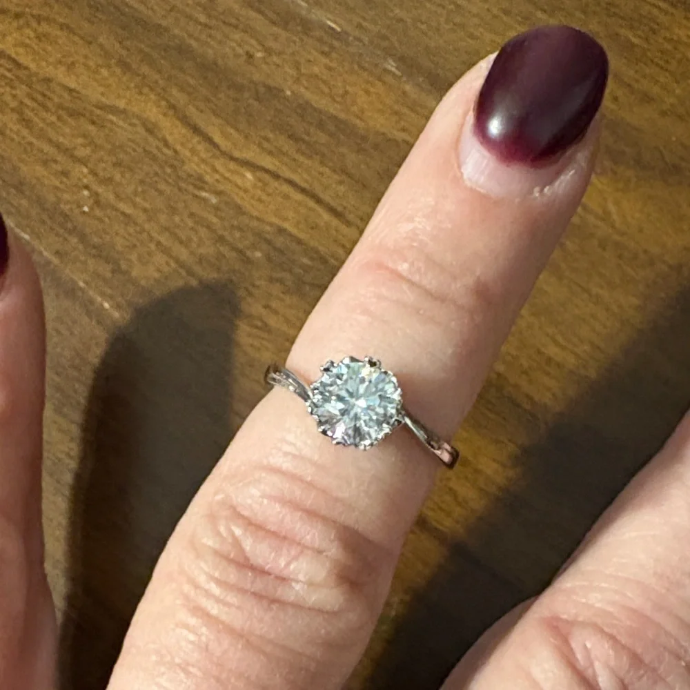 1 ct. Moissanite Silver Tone Women's Ring Size 6